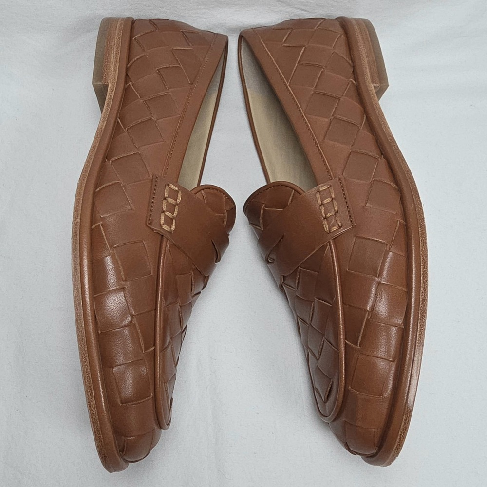 J McLaughlin Brown Concetta Woven Leather Penny Loafers Womens Size 8 Old Money - Picture 3 of 9